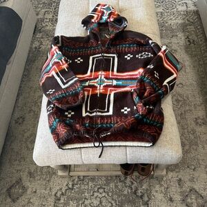 EARTH RAGZ SOUTHWESTERN AZTEC FULL ZIP HOODIE  WOOL AND COTTON BLEAN SZ XL